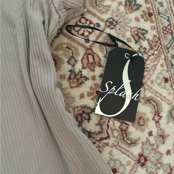 urban ribbed light brown fitted short sleeve top size large - Picture 3 of 4